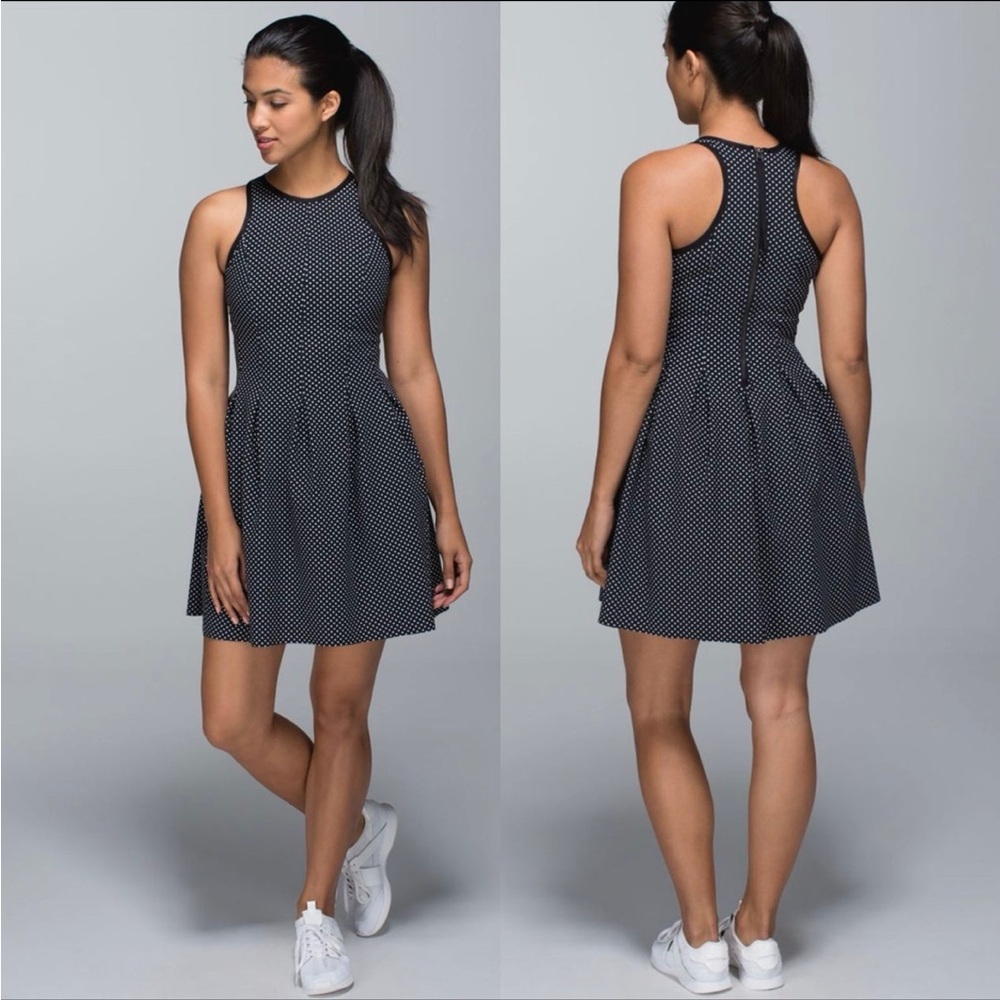 Lululemon Here to There Dress Biggy Dot Black Ghost Black Size 6